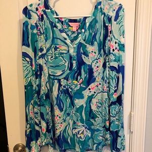 Lilly Pulitzer Aquatic Garden Blouse EUC!